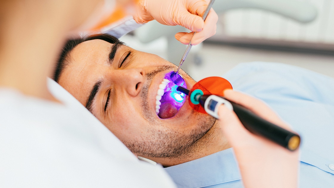 Man in Dental Chair Decorative Image